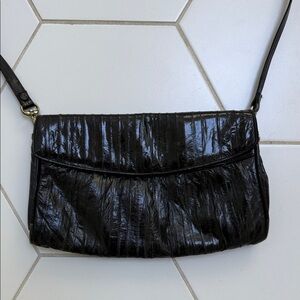 Vintage Eel leather purse/ clutch with strap